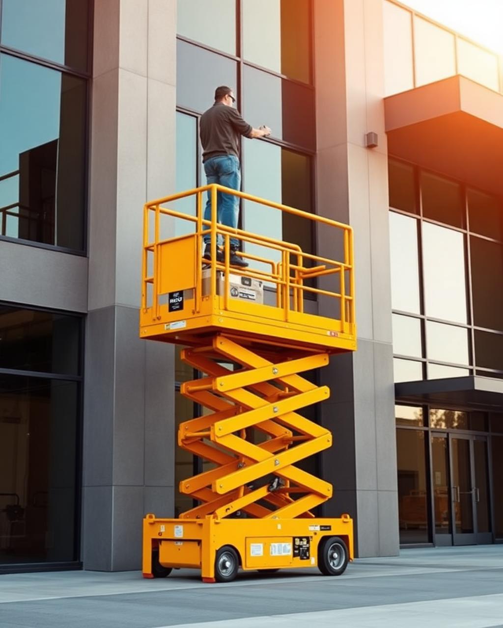 Plataforma elevatória em utilização